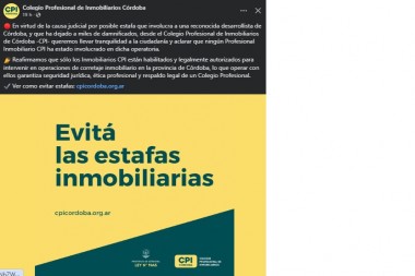 Comunicado del Colegio Corredores Inmbiliarios